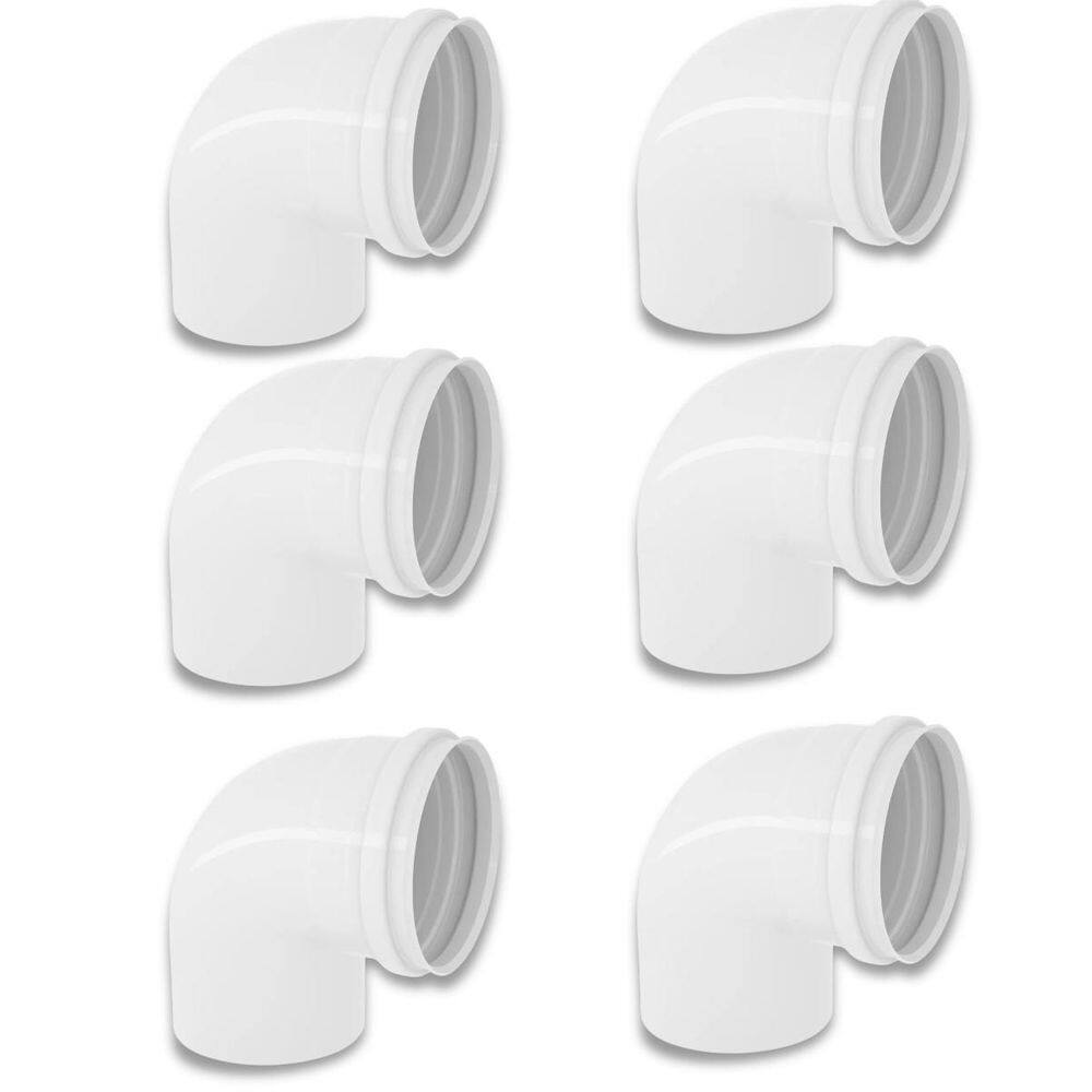 Kit 6 Cotovelos Joelho Esgoto Pvc 90 Graus Branco 100Mm