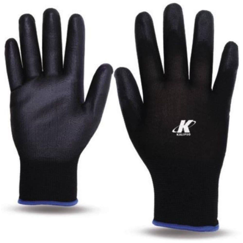 Luva de segurança em nylon e banho em PU T-9 Preta Kalipso