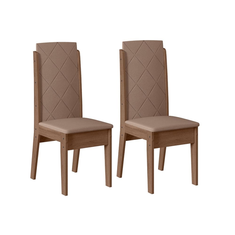 Conjunto com 02 Cadeiras de Jantar Luanda Amendoa 73B