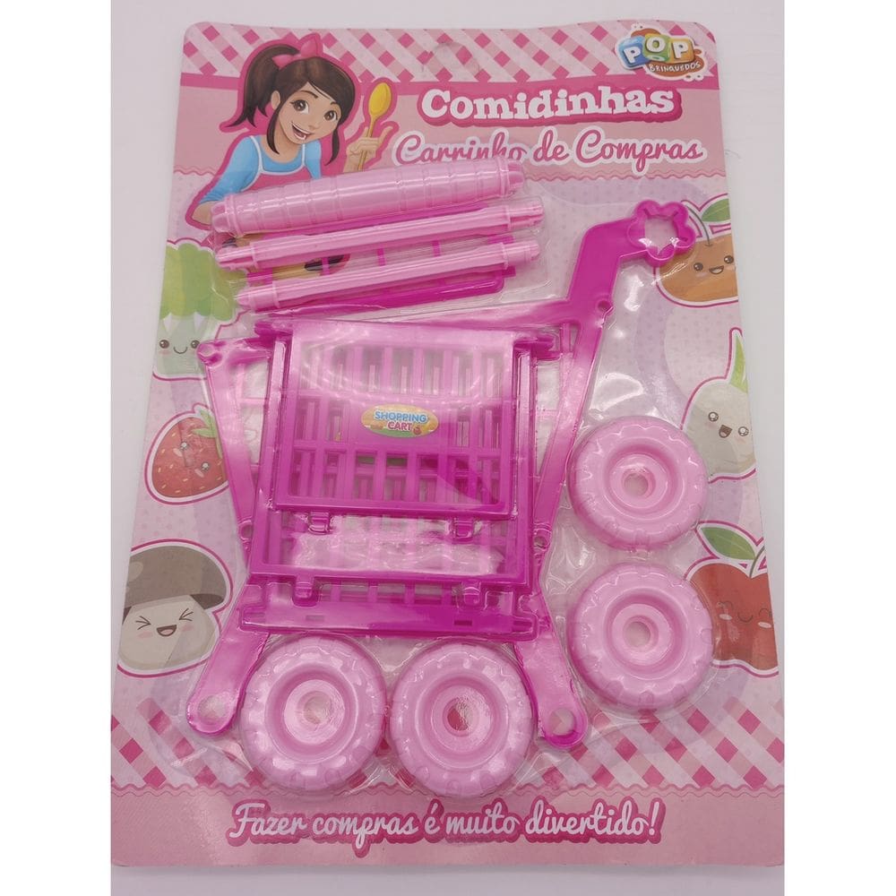 Brinquedo Carrinho de Compras Rosa Infantil Folia