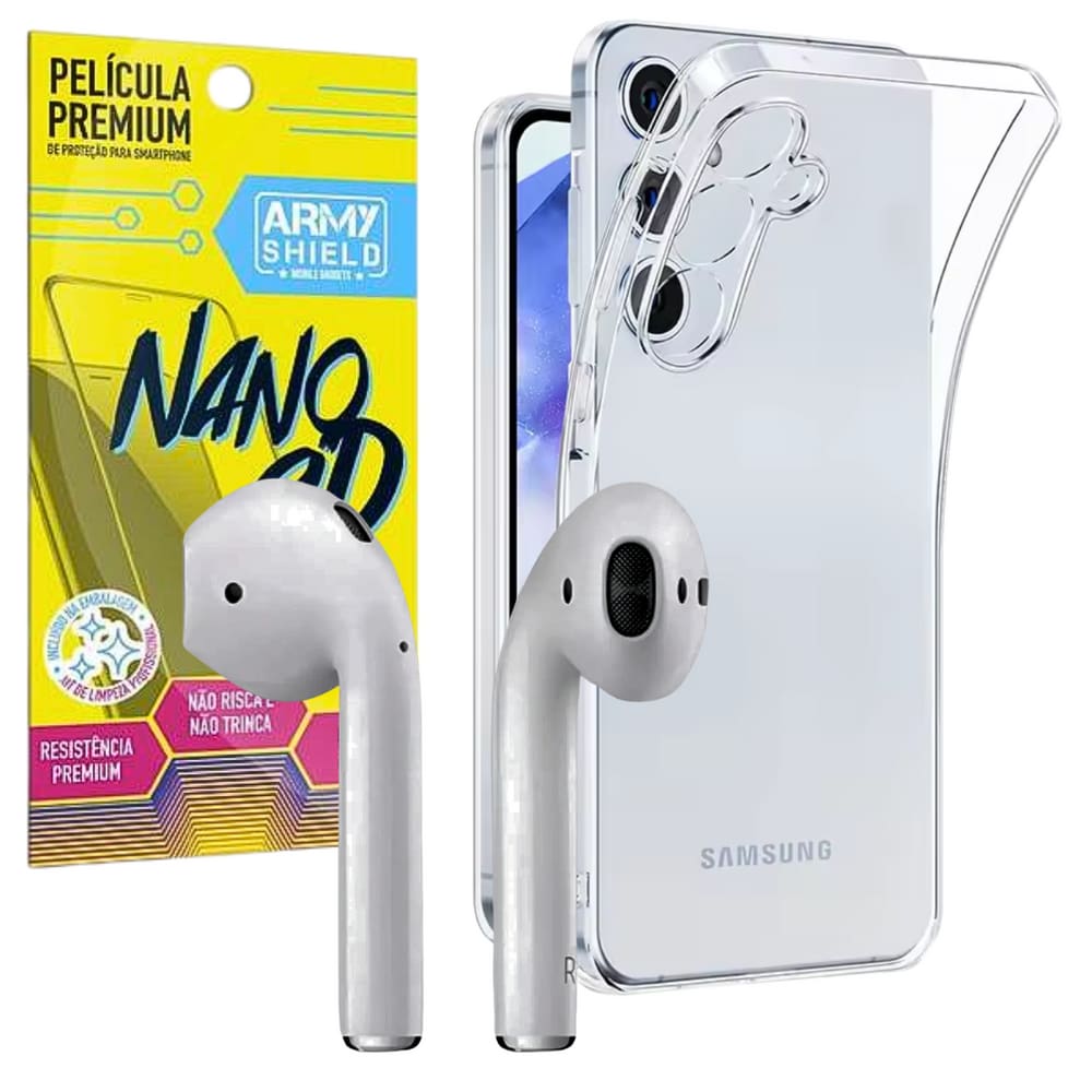 Capa Para Galaxy A26 + Fone Bluetooth + Película de Cerâmica 9D - Armyshield