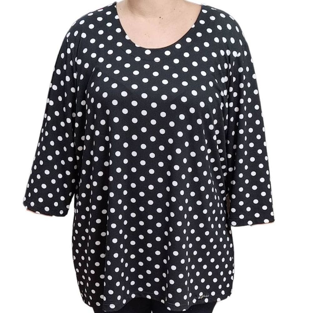 Blusa Feminina Manga 3/4 Bolinhas Raio de luz