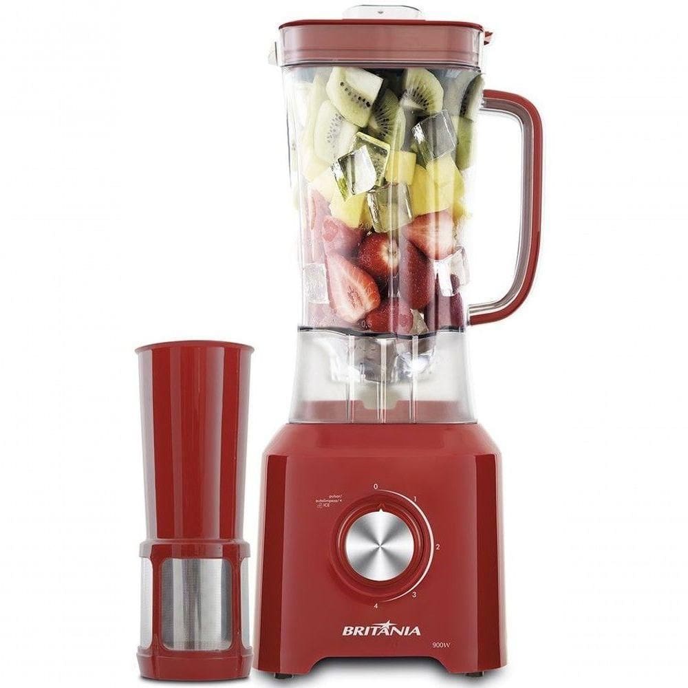 Liquidificador Britania 900w Vermelho 110V Com Filtro