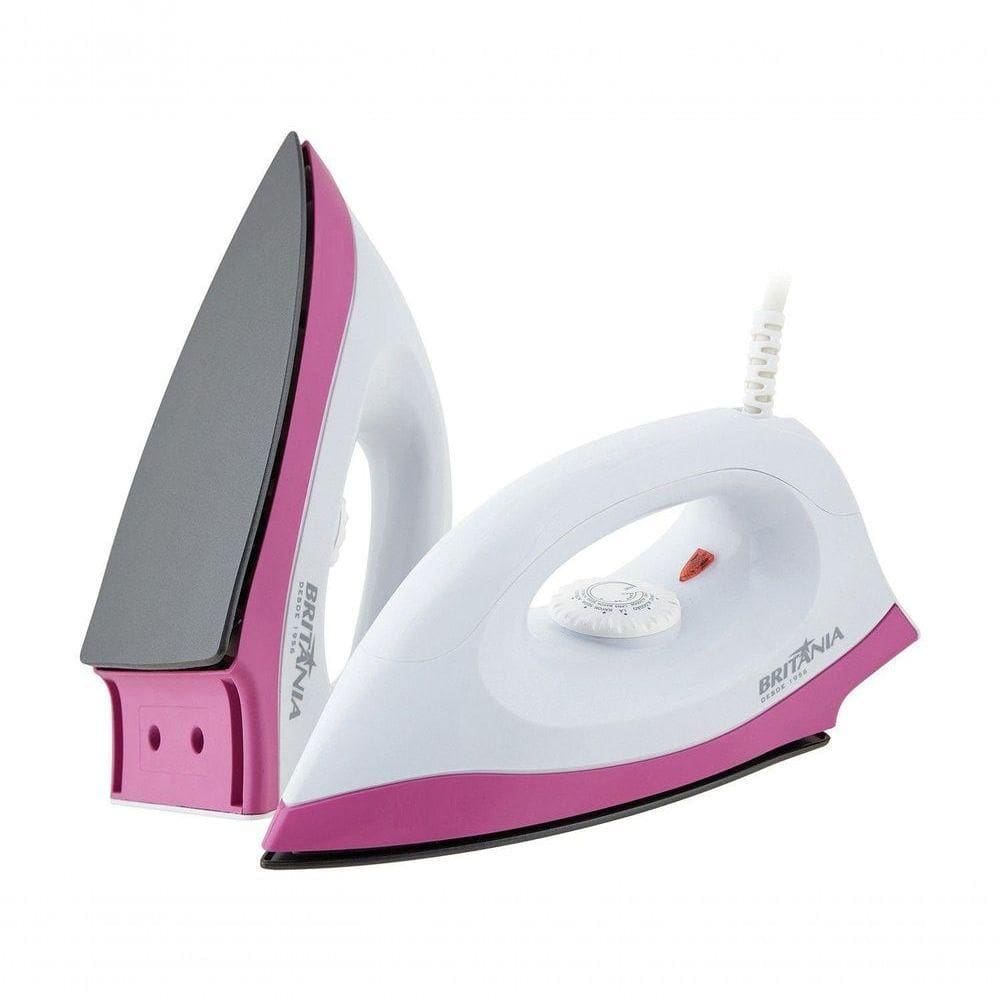 Ferro De Passar A Seco Britania 110V Antiaderente Branco-rosa