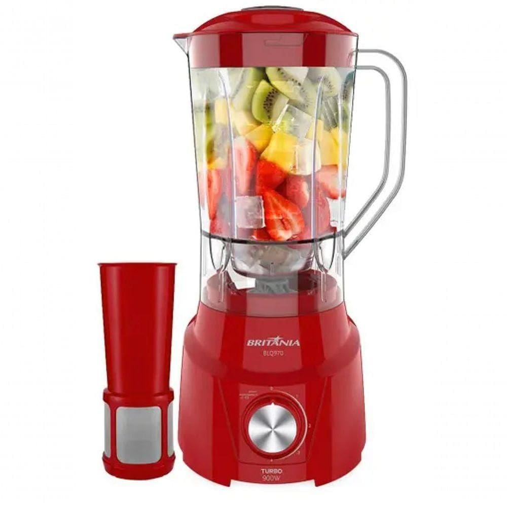 Liquidificador Britania 900w 4 Velocidades Com Filtro Vermelho 110V