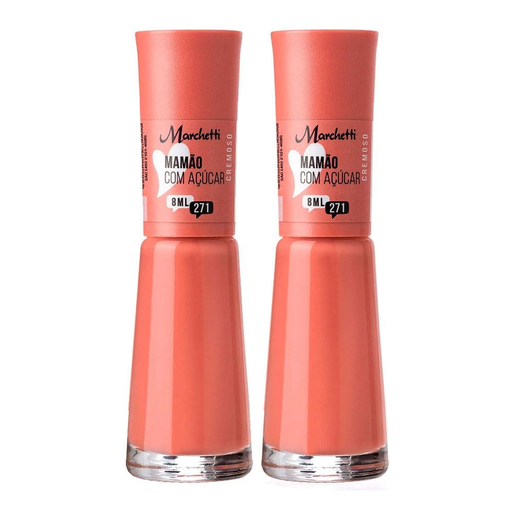 Kit 2 Esmalte Marchetti Cremoso Cor Mamão com Açúcar 271 com 8ml