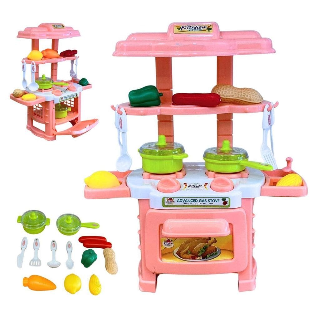 Cozinha De Brinquedo dos Sonhos Menina Rosa 20 Peças Folia