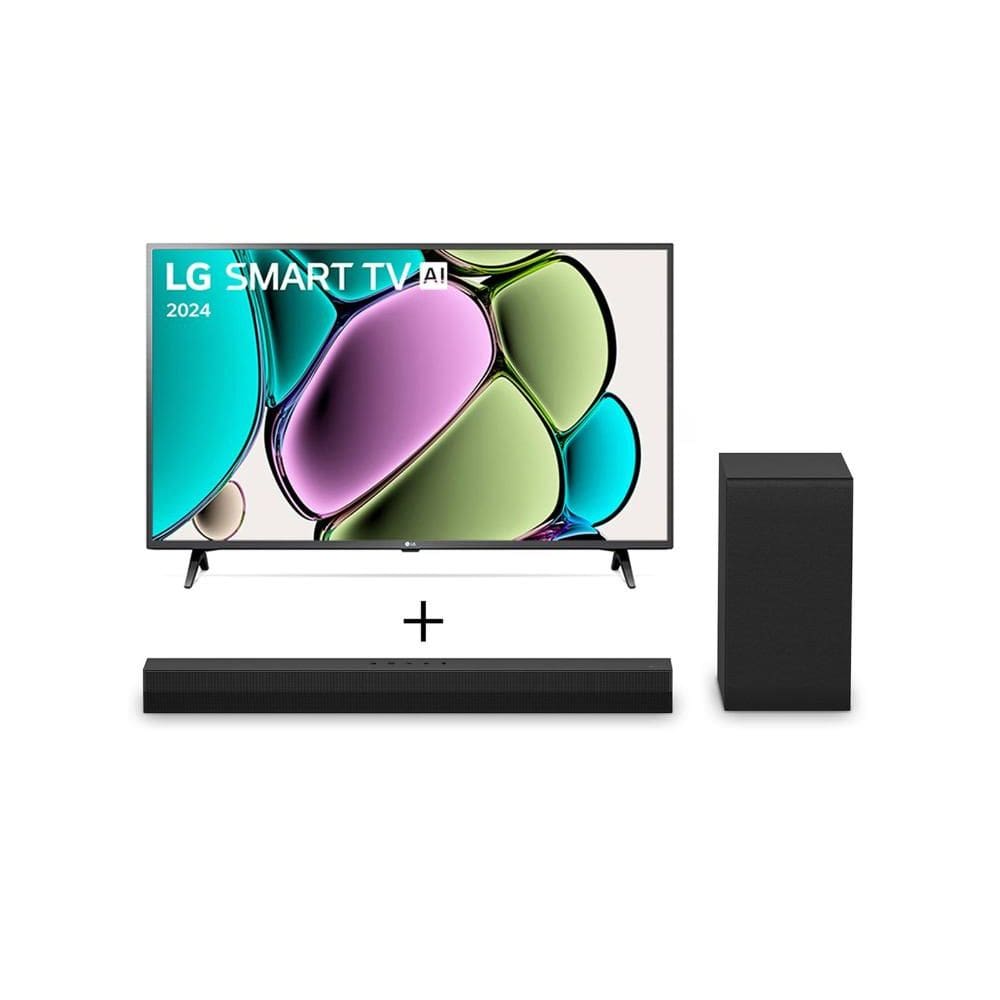 Combo LG Smart TV Full HD AI de 43 polegadas 43LR67 + Soundbar S40T 300W RMS, 2.1 Canais, Dolby Digital