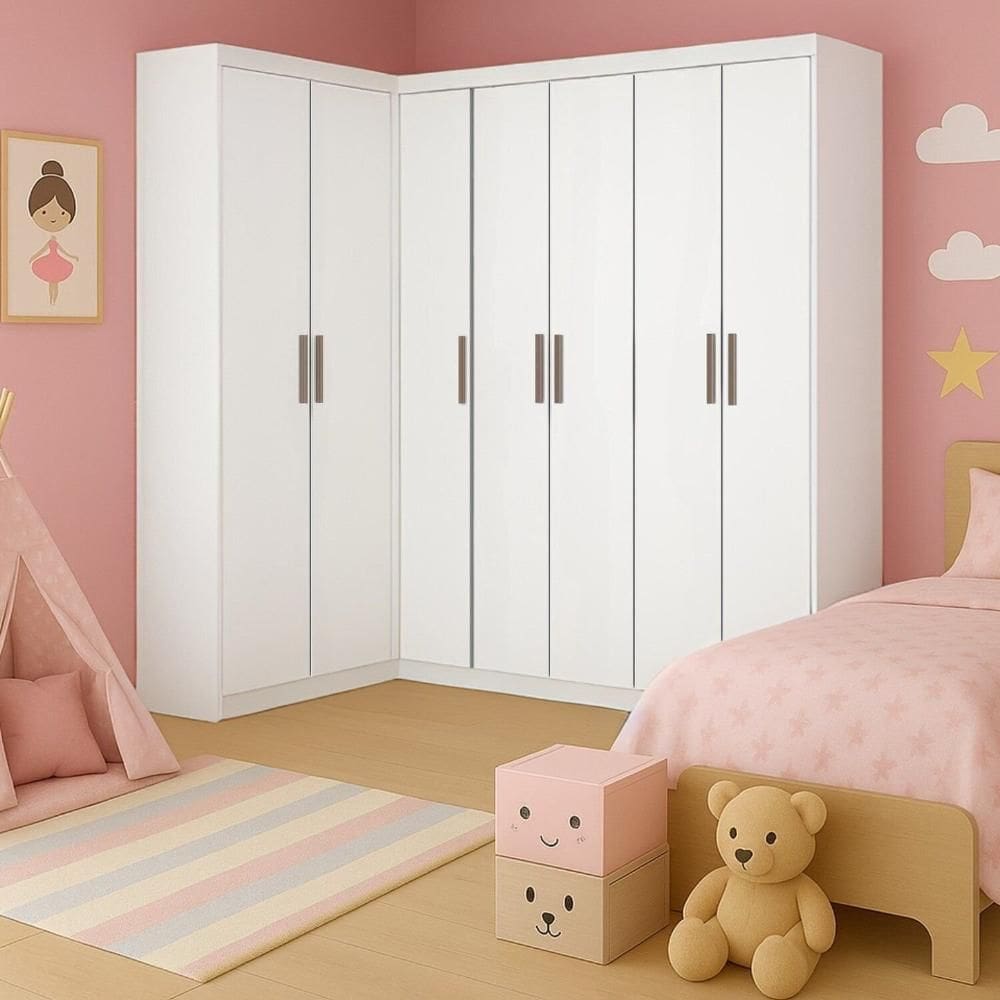 Guarda-Roupa Infantil 7 Portas Jasmim Branco