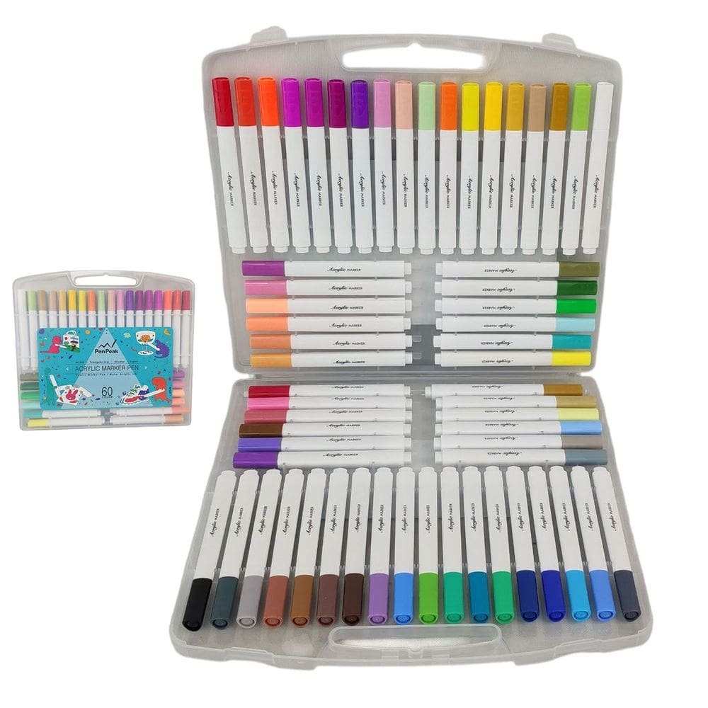 Canetinha Caneta Marcador 60 Cores Tinta Acrilica A prova De Agua Permanente Estojo Cores Vibrantes Arte Desenho Pintura Artesanato