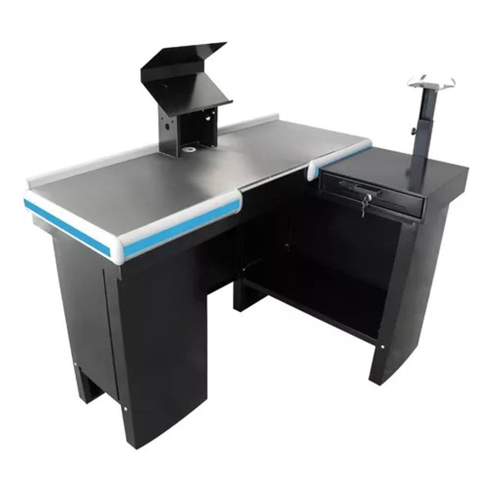 Checkout Caixa De Supermercado 1,30 Kit Para Automação Amapá Cor Preto Perfil Azul