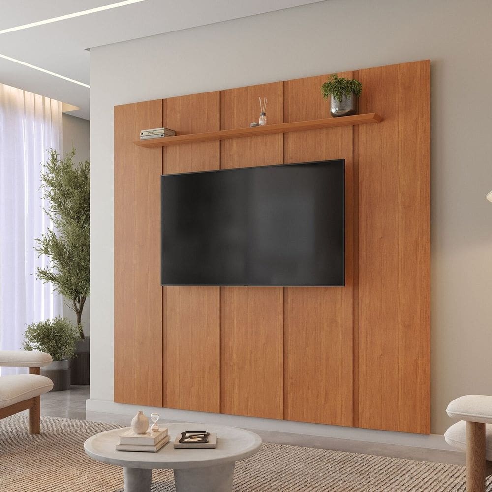 Painel para Tv 75 Polegadas com Prateleira 100% Mdf Moderno Naturalle