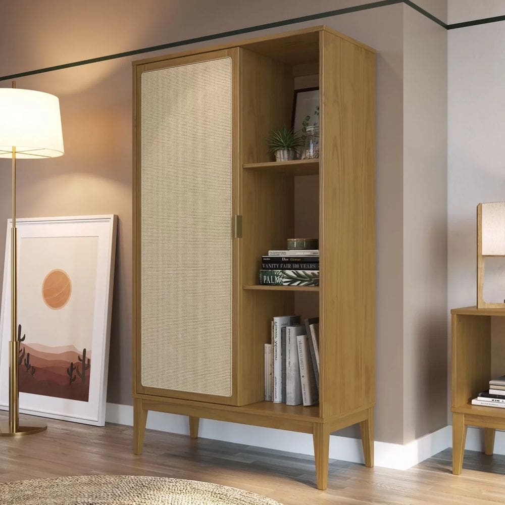 Estante Madeira Maciça Palha Natural Viena Artemobili Mel