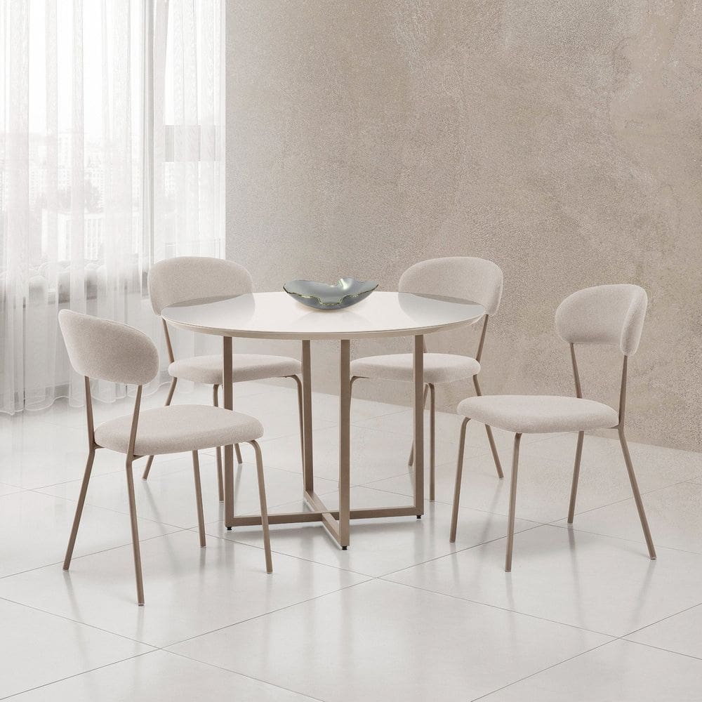 Conjunto para Sala de Jantar com 4 Cadeiras Ditalia Cinza / Bege / Off White