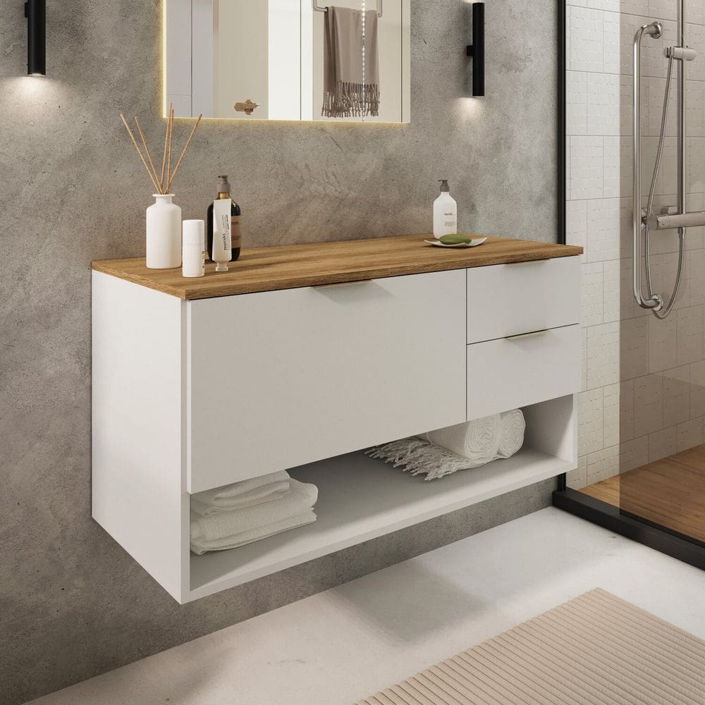 Gabiente para Banheiro Suspenso 1 Porta Branco/Mel