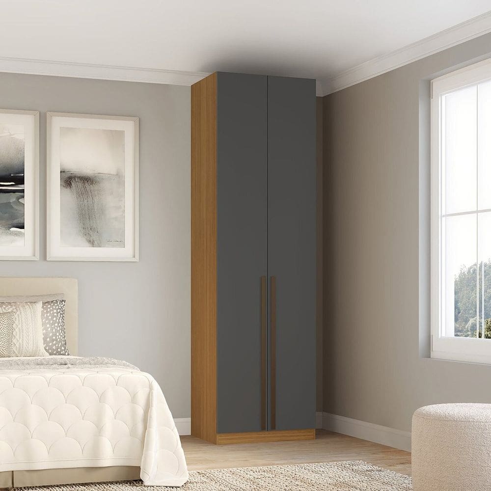 Guarda-roupa 2 Portas com Gavetas Altezza Freijó/Titânio