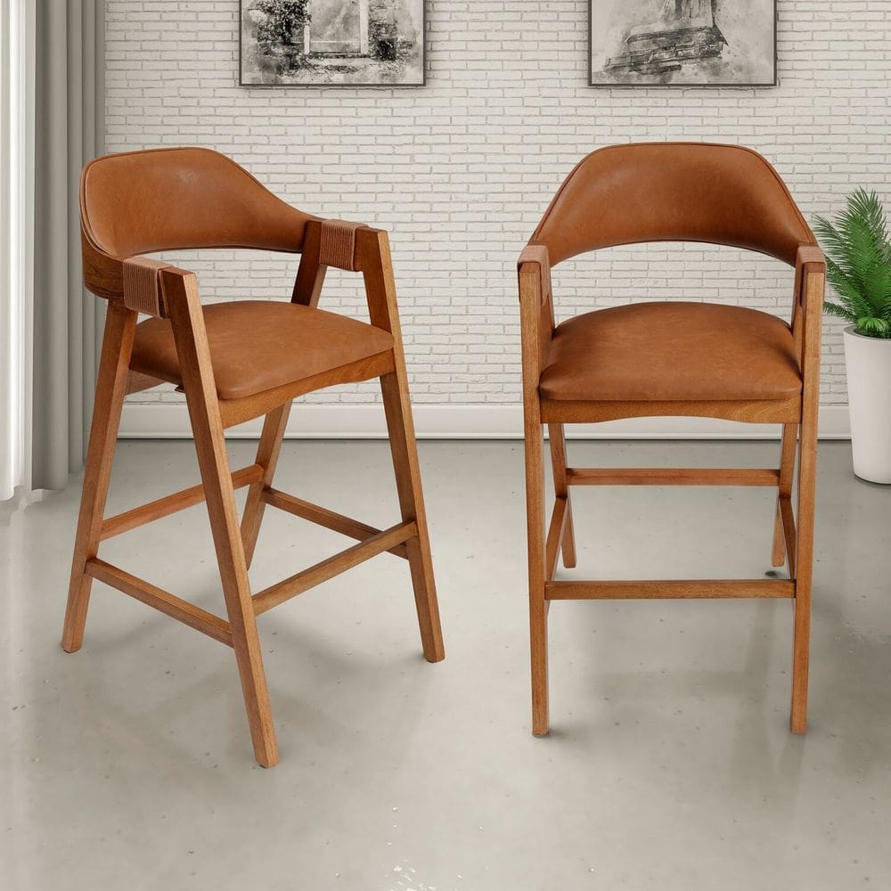 Conjunto 2 Banquetas em Madeira Maciça Bélgica Espresso Móveis imbuia/Conhaque