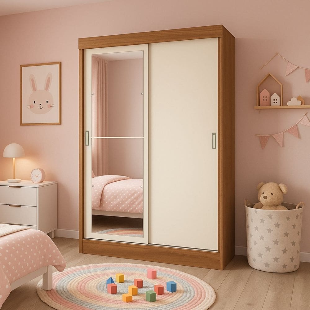 Guarda-roupa Infantil 2 Portas Helena Cinamomo / Off White