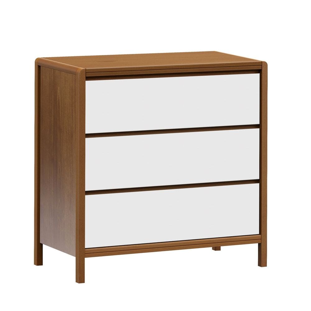Cômoda para Quarto 3 Gavetas Modena Amêndoa/Branco