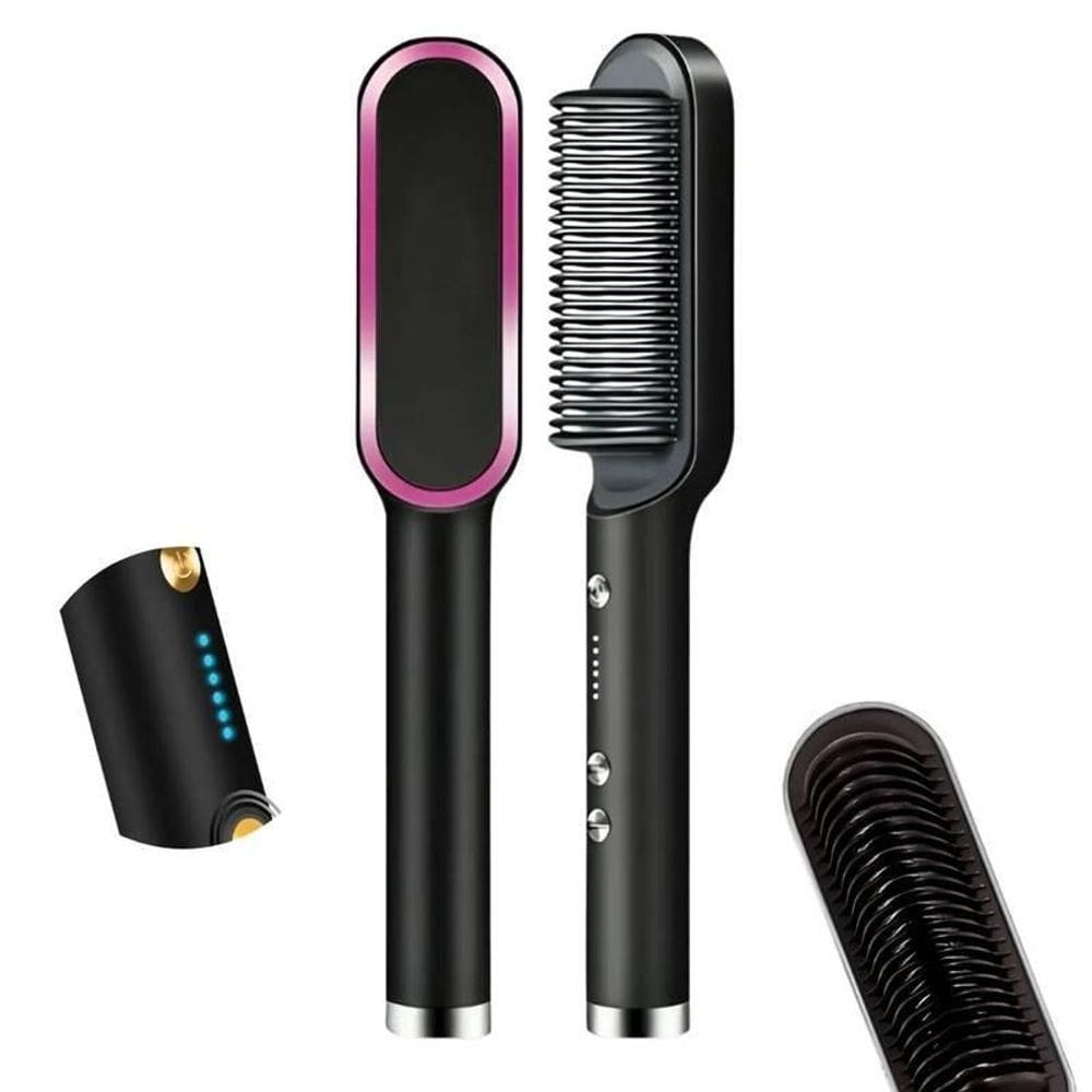 Escova Pente Alisadora Profissional Preto 34W Bivolt
