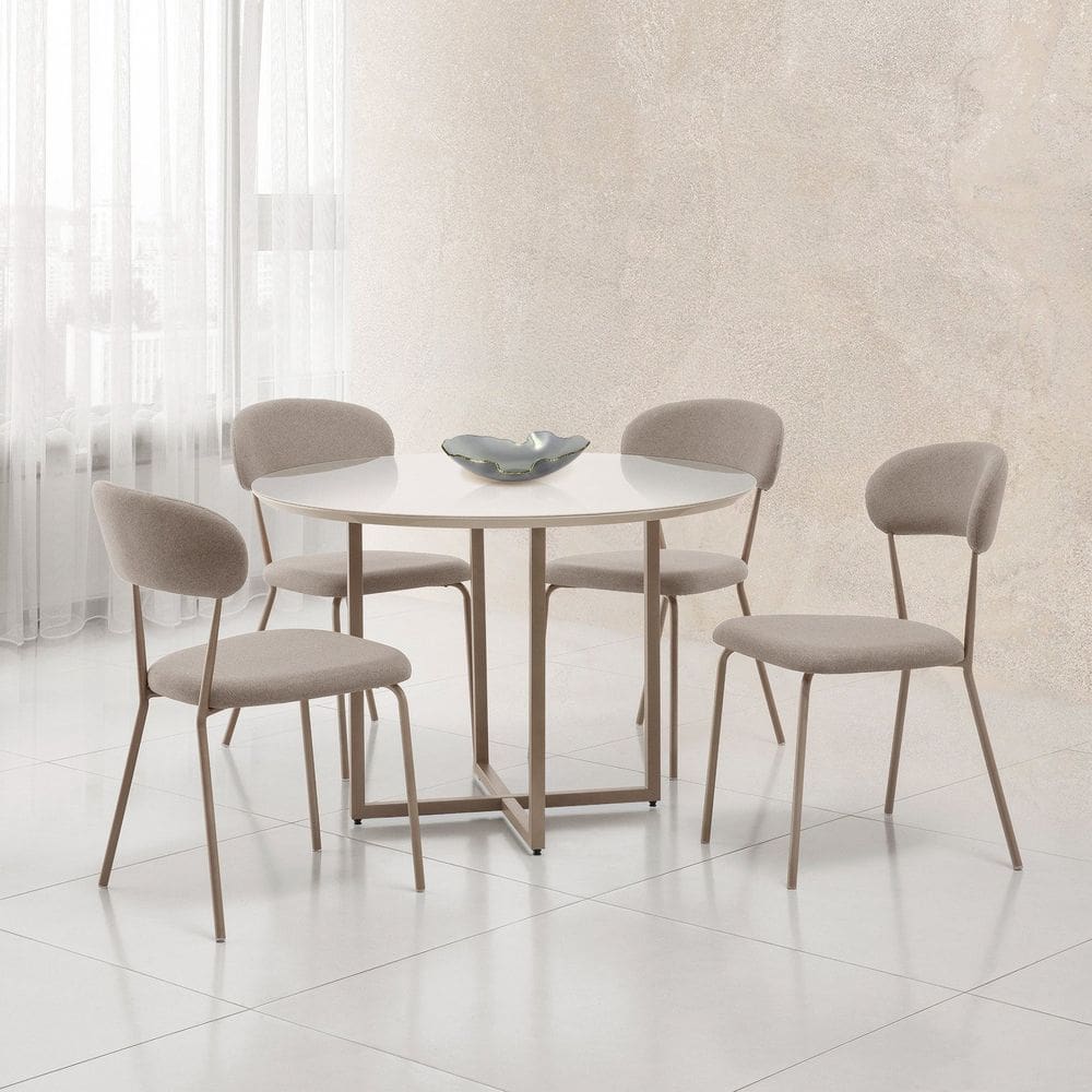 Conjunto para Sala de Jantar com 4 Cadeiras Ditalia Cinza / Bege Escuro / Off White