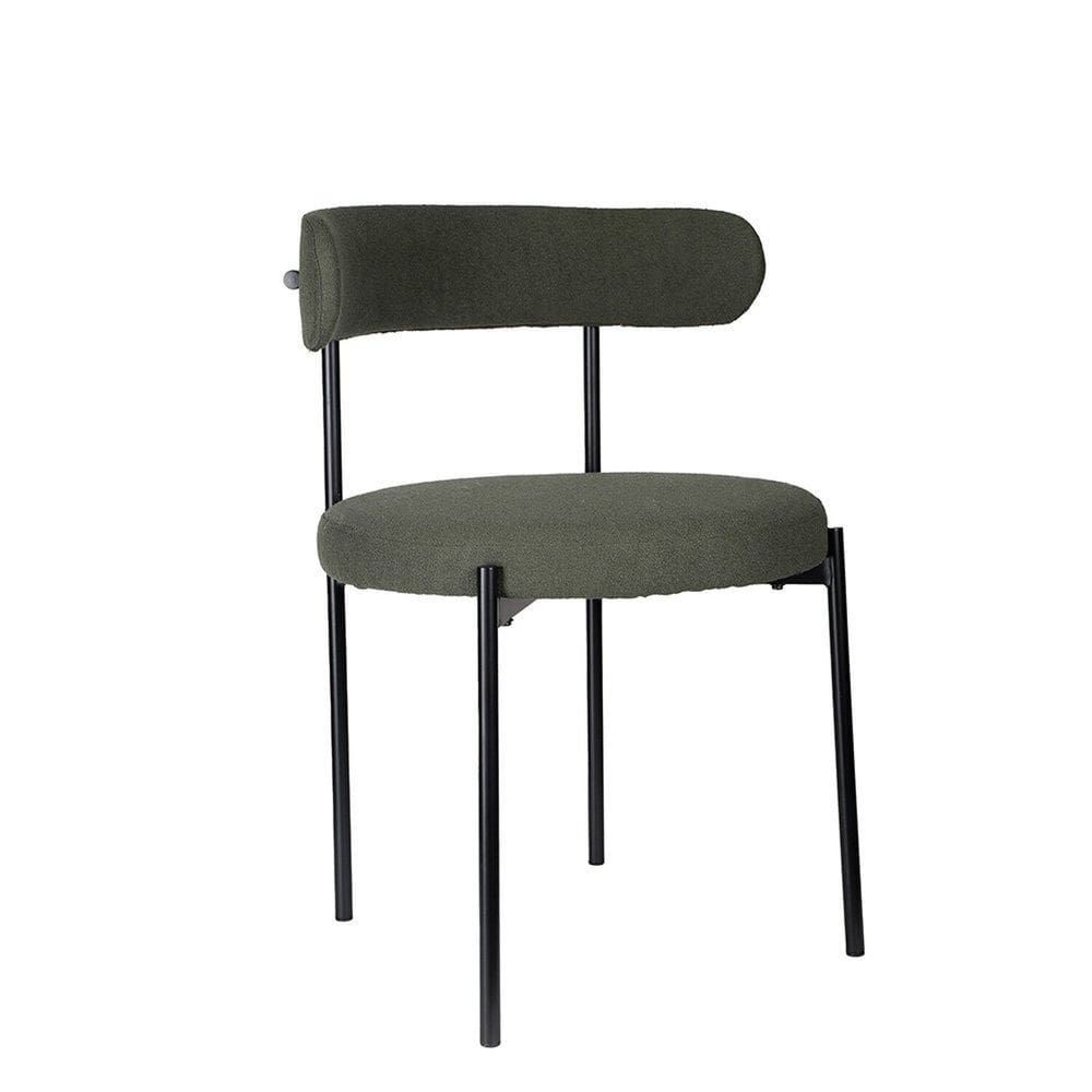 Cadeira para Cozinha em Aço Estofada Serena Verde Oliva / Preto