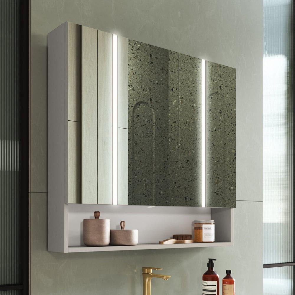 Espelheira para Banheiro com Led 2 Portas Yescasa Arenas