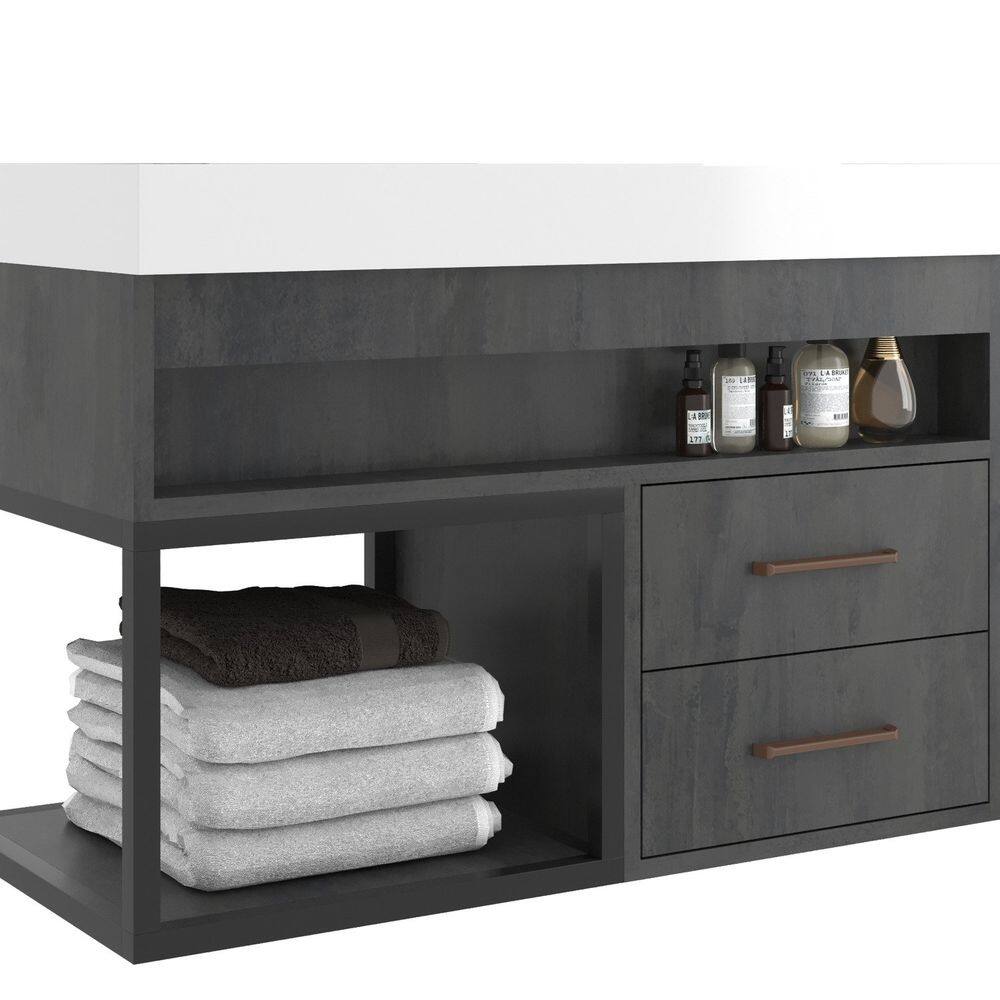 Gabinete para Banheiro 2 Gavetas Suspenso New 80 Carbono