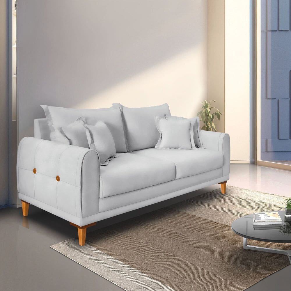 Sofá 2 Lugares para Sala de Estar London Prata