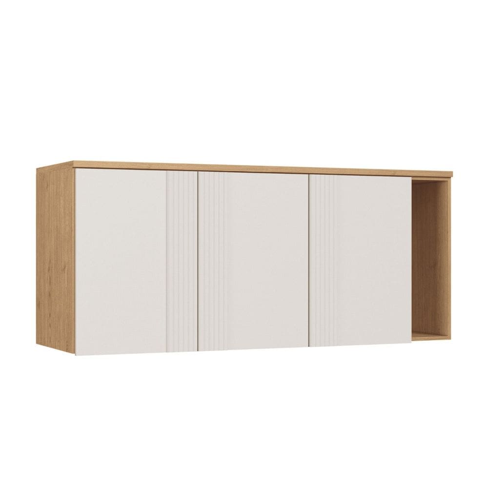 Guarda-roupa Modulo Aéreo 3 Portas Queen Elegance Angelin/Blanc Canelado