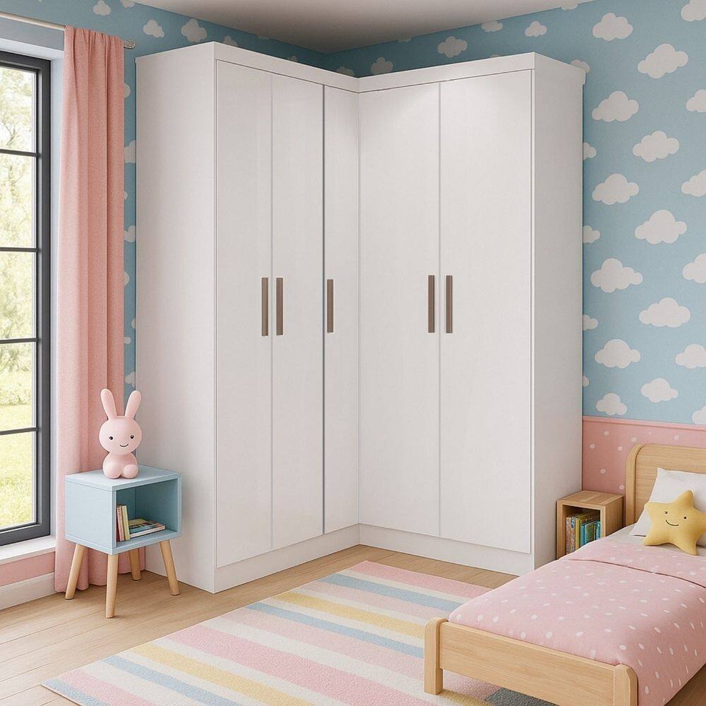 Guarda-roupa Infantil 5 Portas Jasmim Branco