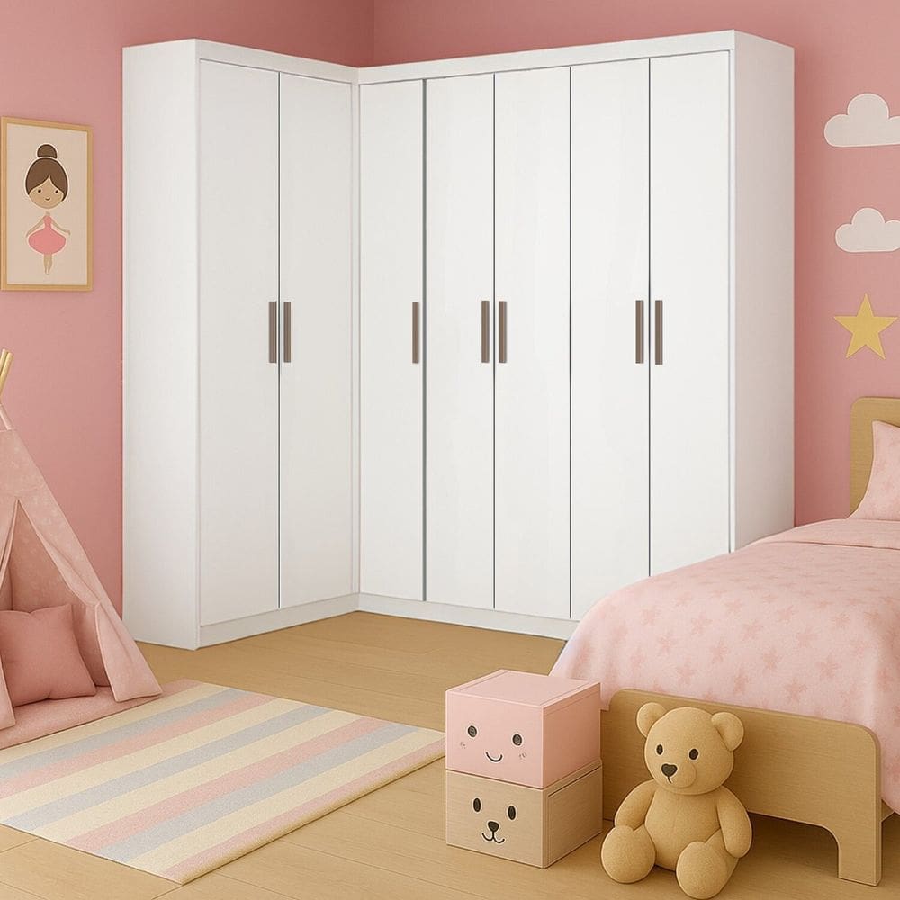 Guarda-roupa Infantil 7 Portas Jasmim Branco