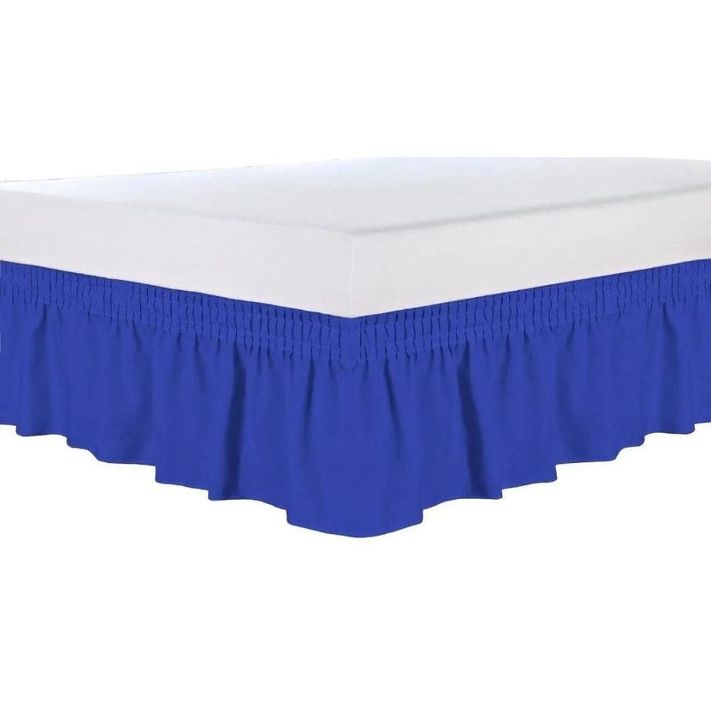 Saia Box C/Duplo Elástico P/Cama Casal Queen/King Azul Royal