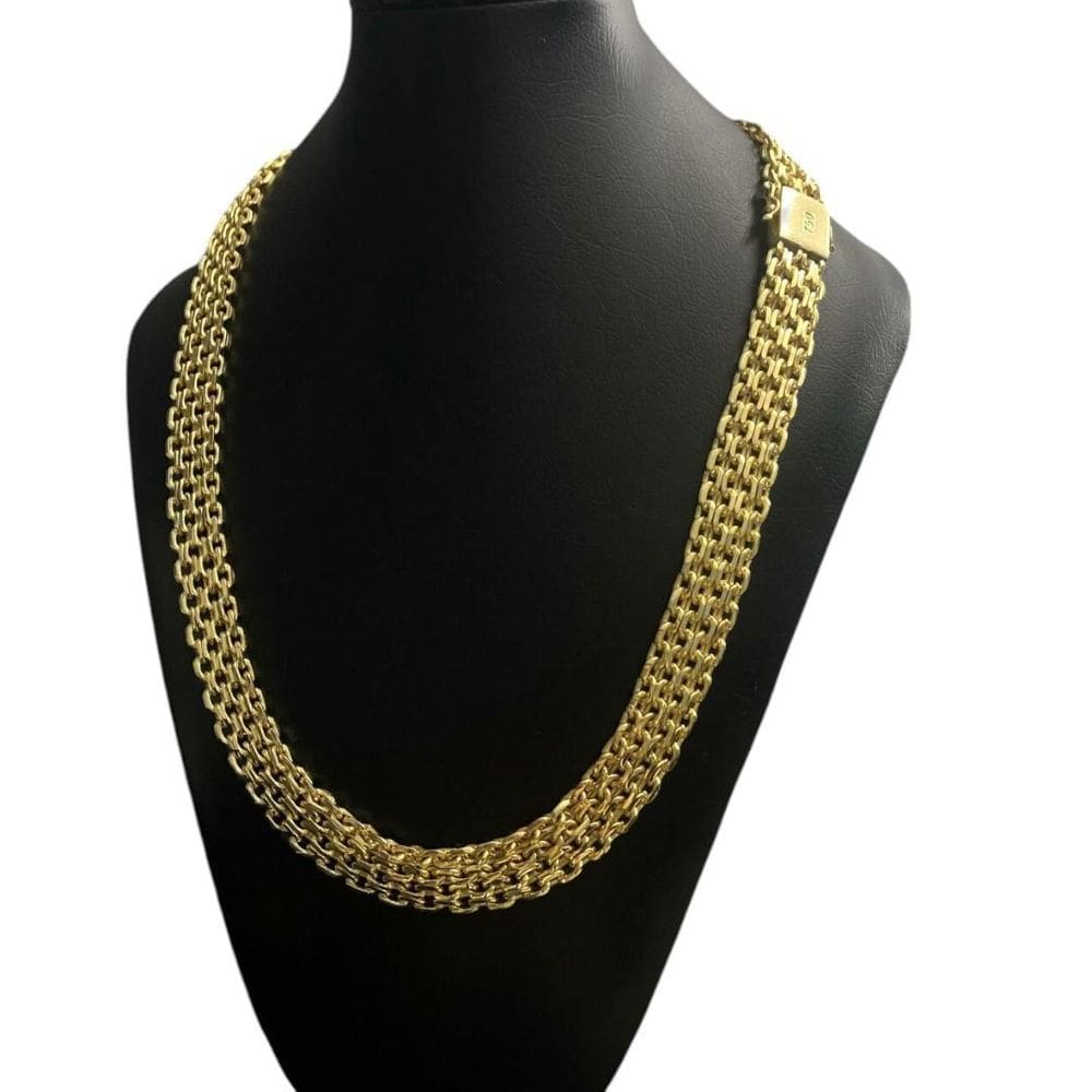 Cordão Cadeado Quádruplo 16Mm - Banhado A Ouro 18K