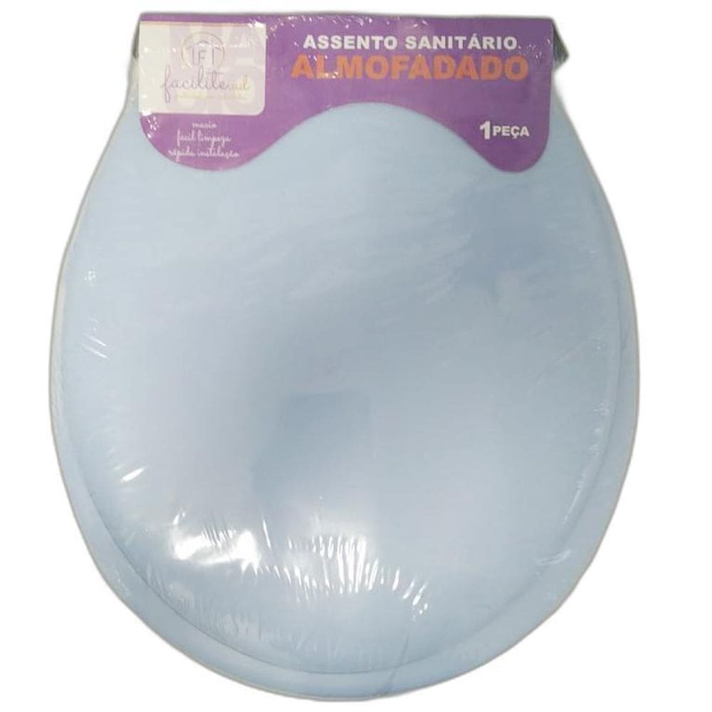Assento Almofadado Oval Azul Tampa Para Vaso Todas As Marcas