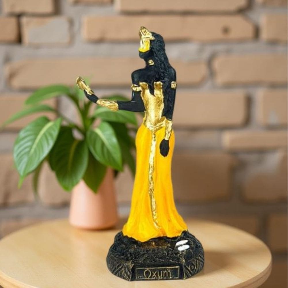 Imagem Oxum orixá estátua umbanda candomblé resina 15 cm