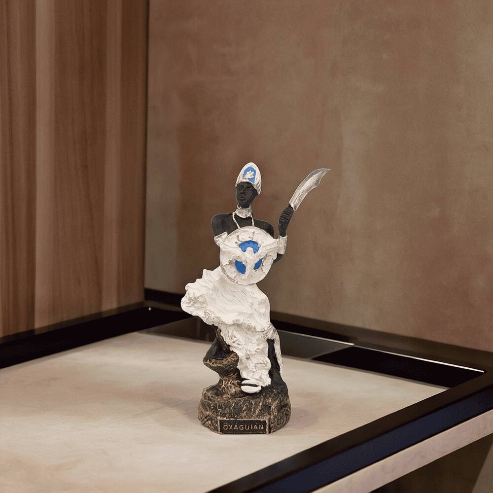 Imagem Oxaguiã estátua umbanda e candomblé resina 15 cm