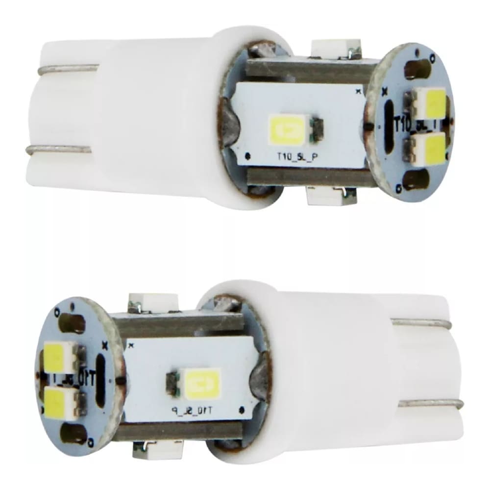Par Lampada Pingao T10 Tipo Torre 6 Leds Esmagada 1.8w Branco