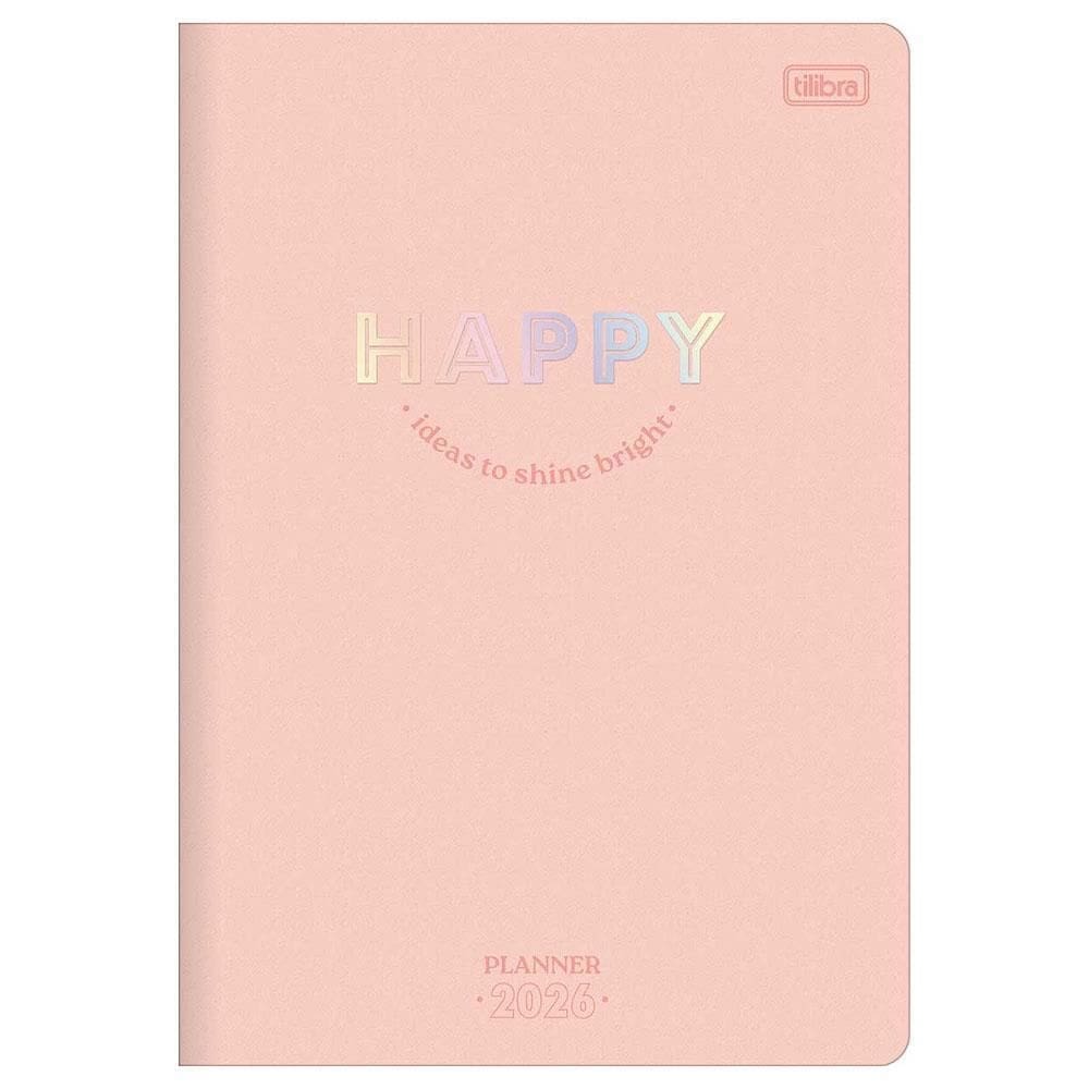 Planner Mensal 2026 Grampeado M7 Happy Salmão Tilibra