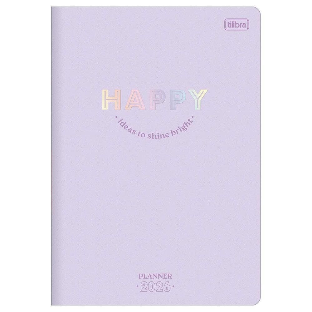Planner Mensal 2026 Grampeado M7 Happy Lilás Tilibra