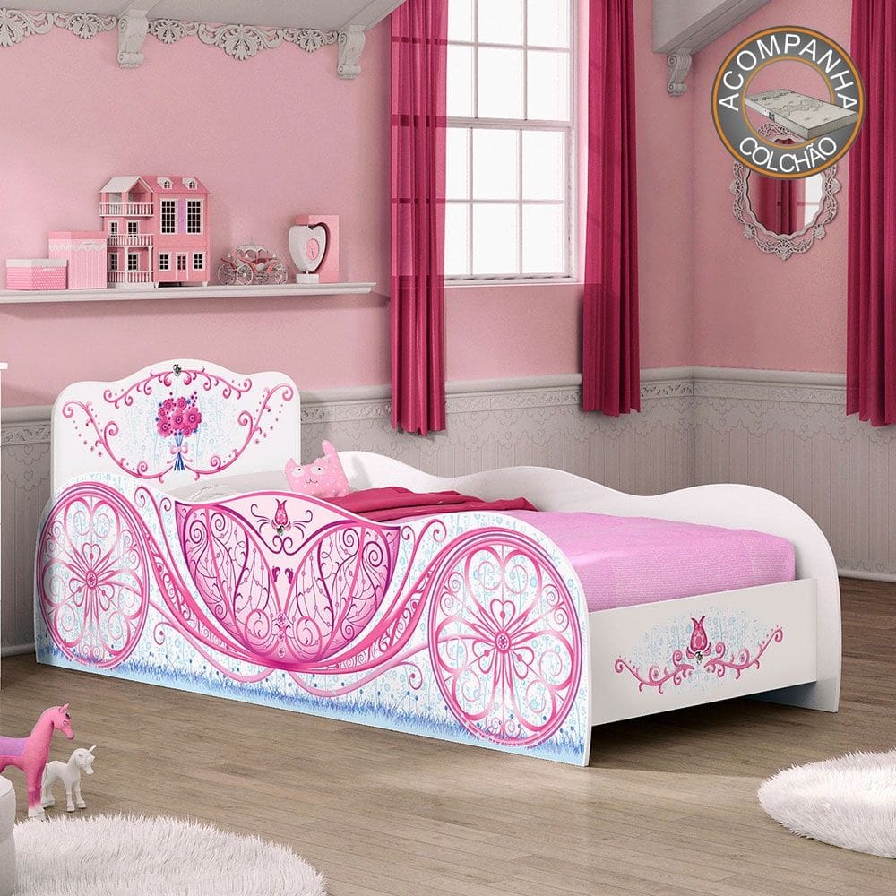 Cama Infantil Carruagem Móveis Estrela + Colchão Gazin