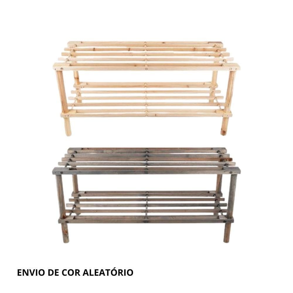Sapateira de Madeira Organizador Multiuso 2 Andares 63cm x 26cm x 29cm Clink Ck4946