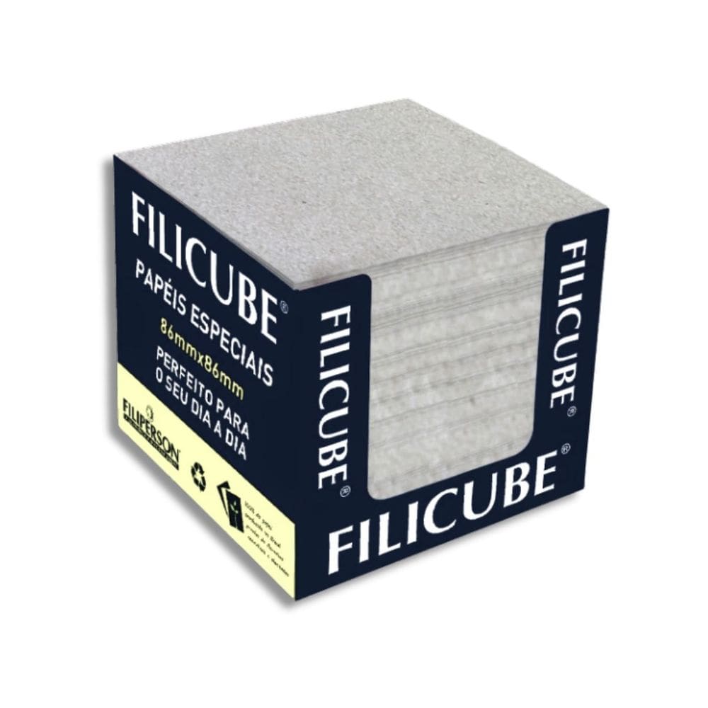 Bloco de Papéis Reciclado Notas Especiais para Lembrete Filicube 86x86 mm 650 Folhas 90g/m² FILIPERSON