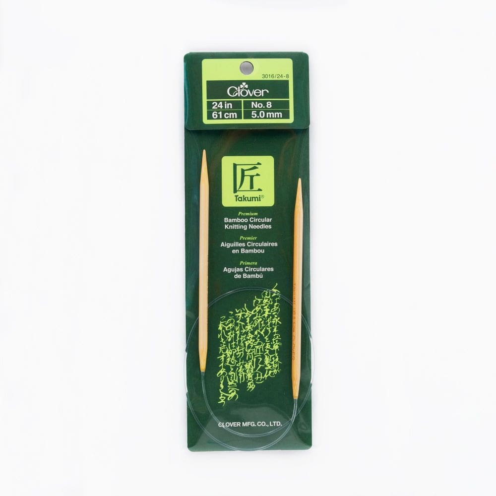 Agulhas de tricô circulares Clover Takumi Bamboo 24 polegadas