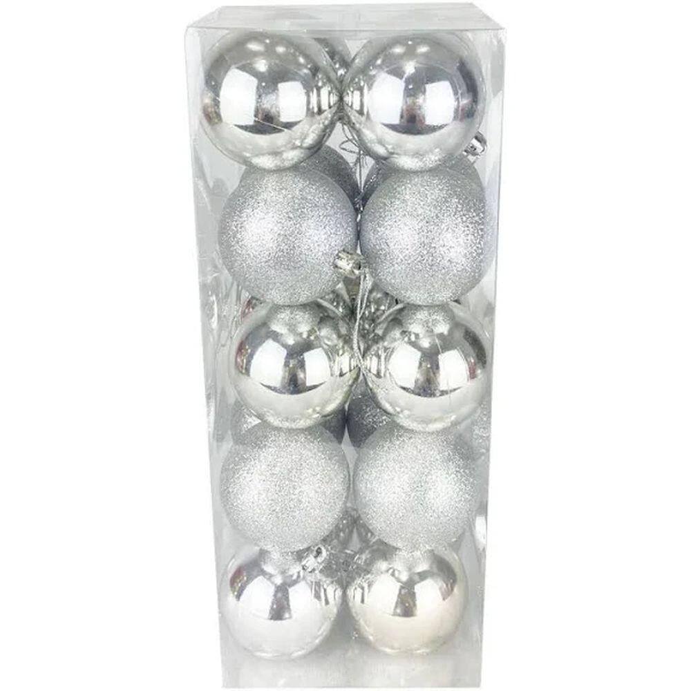 Kit com 12 Bolas Natalinas 6cm Prata - Wincy