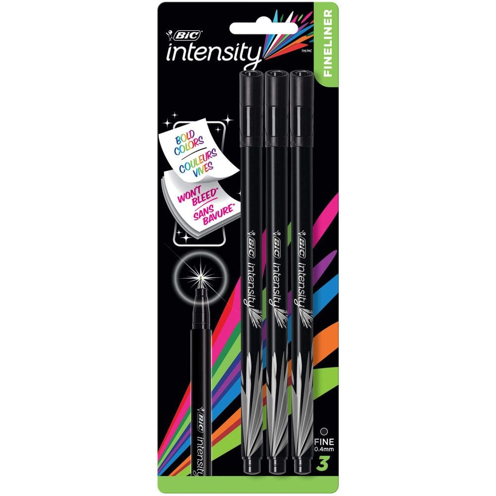 Conjunto de canetas marcadoras BIC Intensity Fineliner Black 0,4 mm (pacote com 3)