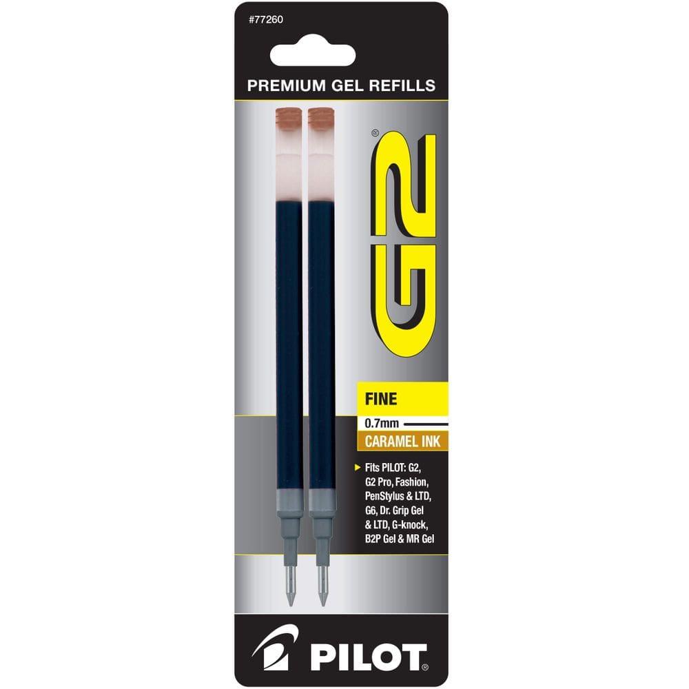 Recargas de tinta Pilot G2 Gel Fine Point 0,7 mm de caramelo, pacote com 2
