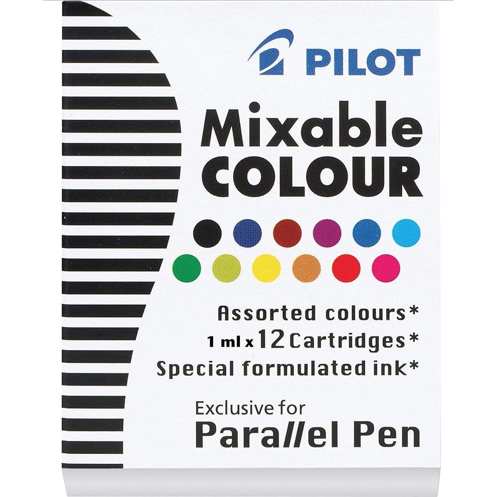 Recargas de tinta PILOT Parallel Mixable Color para caligrafia, pacote com 12