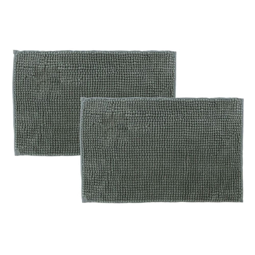 Kit 2 Tapetes Banheiro Bolinha Antiderrapante Cinza 58x38cm