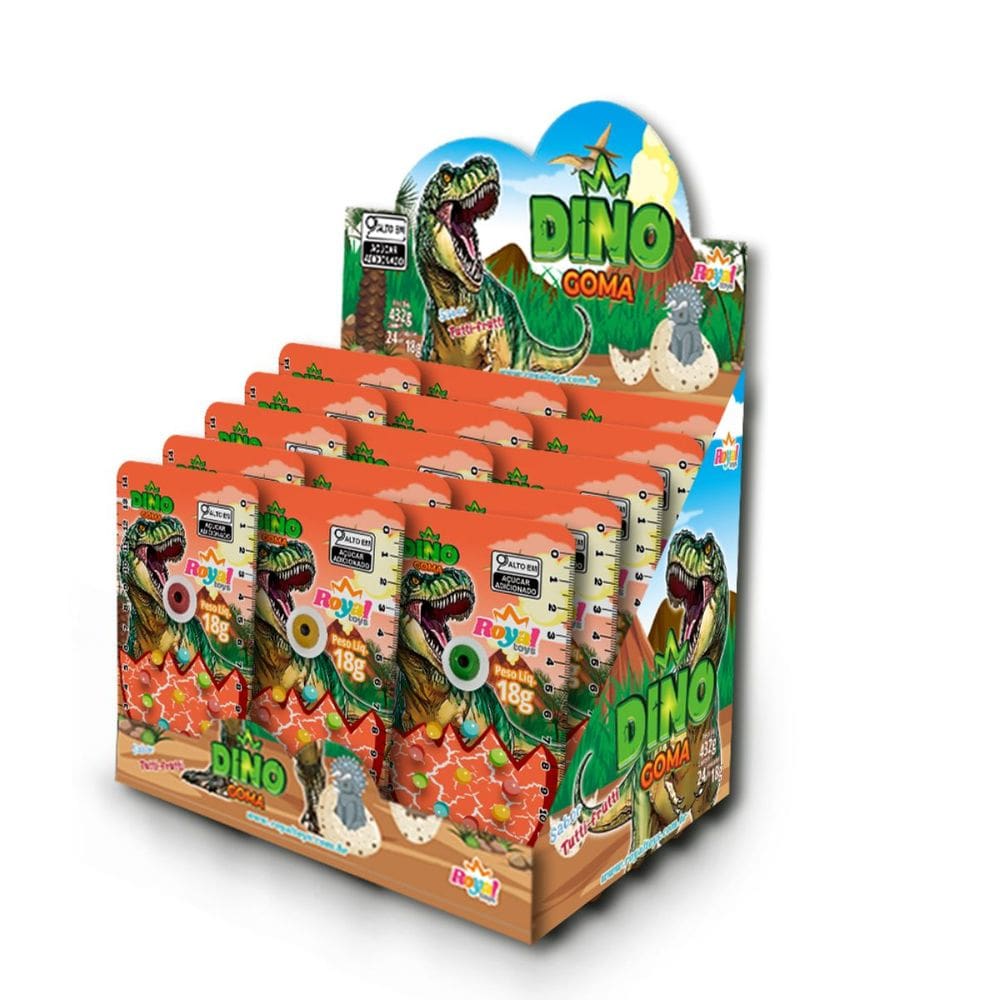 Bolinhas de chiclete - Dino goma Display c/ 24 unidades